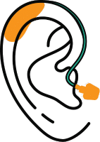 Open Behind the Ear hearing aid style illustration